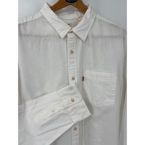 Levis Mens White‎ Gauzy Cotton Long Sleeve Button Down Shirt XXL Standard Fit